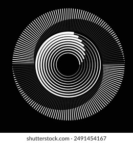 Rotating speed Lines in Spiral Form for comic books . fireworks Explosion background . Vector Illustration . Starburst round Logo . Spiral Design element . Abstract Geometric star rays . Sunburst .