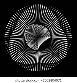 Líneas de velocidad giratorias en forma de espiral para cómics . fuegos artificiales Fondo de explosión . Ilustración vectorial. Logotipo de Starburst round . Elemento de diseño espiral . Rayos de estrella geométricos Abstractas . Sunburst.