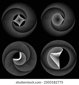 Rotating speed Lines in Spiral Form for comic books . fireworks Explosion background . Vector Illustration . Starburst round Logo . Spiral Design element . Abstract Geometric star rays . Sunburst .