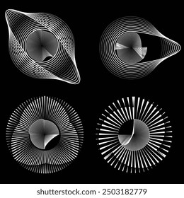 Drehgeschwindigkeit Linien in Spiralform für Comic-Bücher . Feuerwerk Explosionshintergrund . Vektorgrafik . Das runde Logo von Starburst. Spiraldesign-Element . Abstrakt Geometrische Sternstrahlen . Sonnenaufgang.