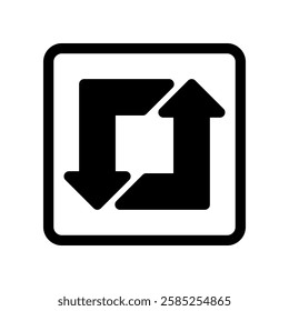 Rotating Square Arrow Icon Indicating Recycling or Circular Movement