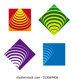 Rotating squares , feeling dizzy. Design abstract vector logo template.