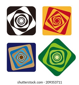 Rotating squares logos, full of feeling dizzy. Design abstract vector logo template. You can use in the dizzy and wave concept of pattern