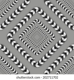 Rotating Squares, Optical Illusion, Vector Seamless Pattern.