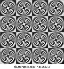 Rotating squares repeatable abstract pattern. Monochrome texture