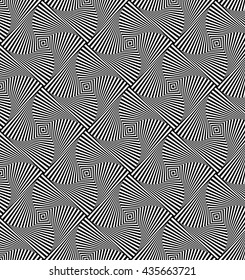 Rotating squares repeatable abstract pattern. Monochrome texture
