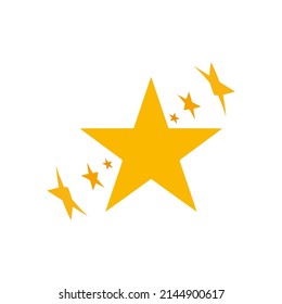 Rotating star icon in round. Balanced star drawing. Vector illustration. Superiority. Gold stars. Award icon on white background.