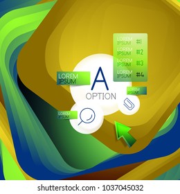Drehbarer, quadratischer Hintergrund, Farbrechtecke mit Stepping-Mischeffekt mit Beispielinfografien oder Slogan. Vorlage für Geschäftspräsentationen. Abstrakter Vektorhintergrund mit 3D-Quadrat-Effekt