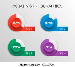 Rotating vector circle business concepts with flat color, can use for infographic business report or modern template, education template, business brochure, system diagram