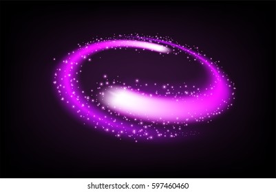 Rotating violet light shiny with sparkles flat perspective view, Suitable for product advertising, product design, and other. Vector Illustration