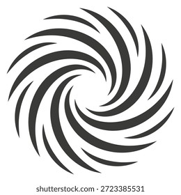 Logotipo preto de vórtice rotativo. Ícone de espiral de curva