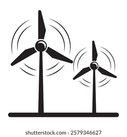 Rotating wind turbine icon isolated on a white background. Windmill silhouette vector icon. Flat  style design.
