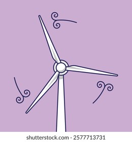 Rotating Wind Turbines Vector - Renewable Energy Artwork for Eco-Friendly and Sustainable Projects