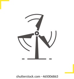 Rotating windmill icon. Drop shadow silhouette symbol. Wind eco energy. Negative space. Vector isolated illustration