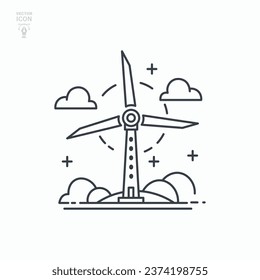 Icono giratorio del molino de viento. Símbolo de contorno de energía eólica. Ilustración del vector