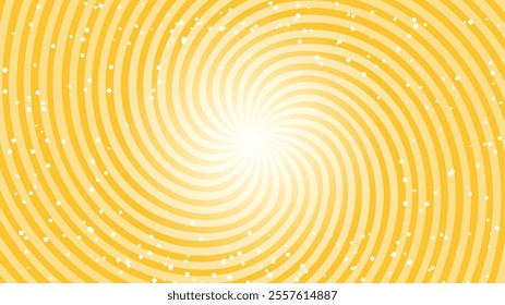 Rotating yellow glitter radiation Background illustration.