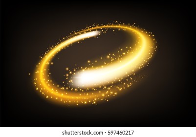 Rotating yellow light shiny with sparkles flat perspective view, Suitable for product advertising, product design, and other. Vector Illustration