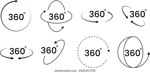 Rotation to 360 degrees vector icon set