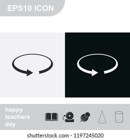 Rotation arrow flat black and white vector icon.