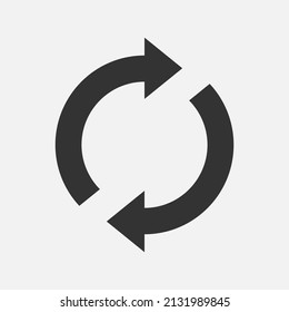 Rotation Pfeil Symbol einzeln auf einfarbigem Hintergrund, Vektorgrafik auf weißem Hintergrund.