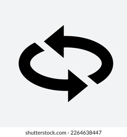 Rotation arrow icon. Refresh vector illustration. Sign. Redo symbol. Button. Element. Silhouette. Isolated on white background.