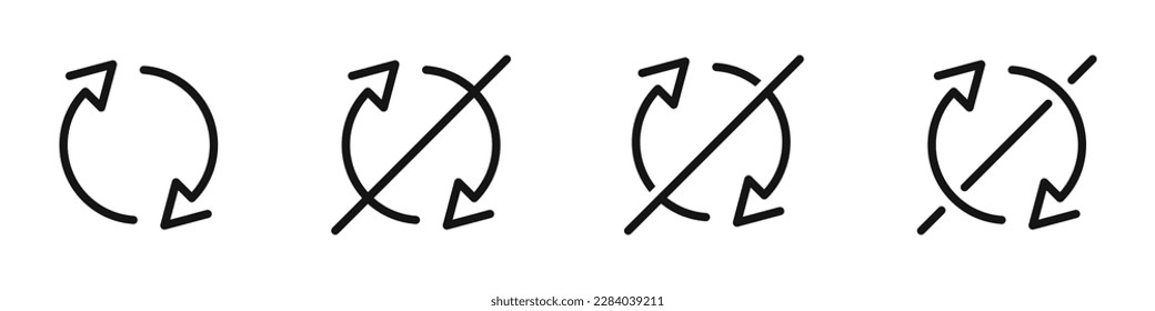 Rotation arrow icon set. Refresh arrows. Circle arrows rotating. Refresh, reload, recycle, sign collection.
