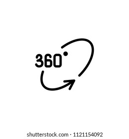 Rotation arrow line icon. Three hundred, sixty, degree. Virtual reality concept. Can be used for topics like vr devices, photo camera capabilities, panoramic view 