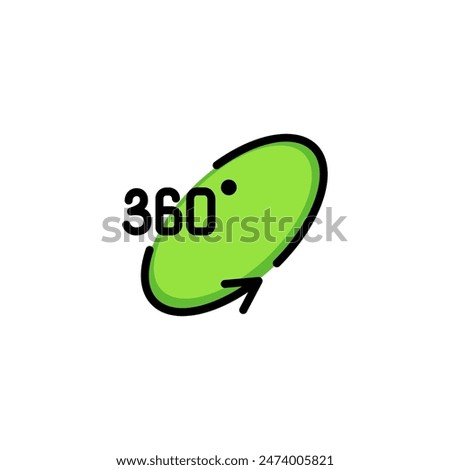 Rotation arrow line icon. Three hundred, sixty, degree. Virtual reality concept. Can be used for topics like vr devices, photo camera capabilities, panoramic view
