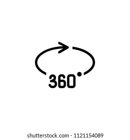 Rotation arrow line vector icon. Three hundred, sixty, degree. Virtual reality concept. Can be used for topics like vr technology, photo and cameras, app design 