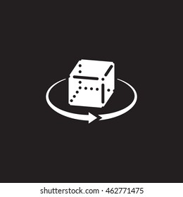 rotation arrow sign. 3d cube symbol. vector icon, solid logo illustration, pictogram isolated on black