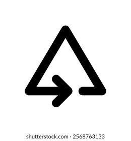 Rotation of the arrow in the triangle icon. Symbol of movement or direction, processing or circulation. Movement of arrows in the form of a triangle.
