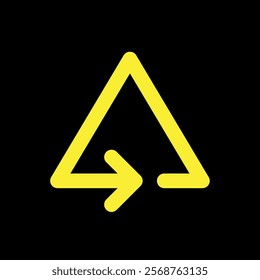 Rotation of the arrow in the triangle icon. Symbol of movement or direction, processing or circulation. Movement of arrows in the form of a triangle.