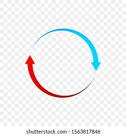 Rotation arrows circle icon. Red and blue vector arrows showing rotation circle.