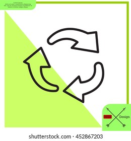 rotation arrows in a circle line icon. 