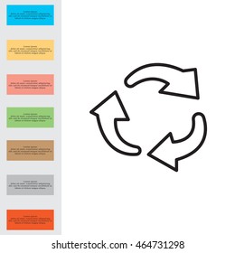 rotation arrows in a circle line icon. 