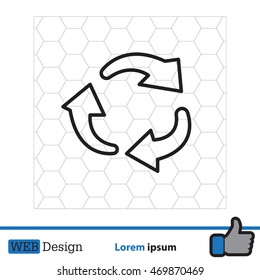 rotation arrows in a circle line icon. 