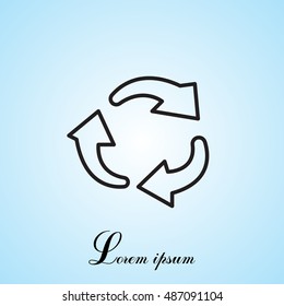 rotation arrows in a circle line icon. 