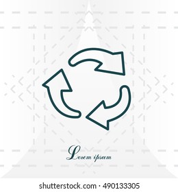 rotation arrows in a circle line icon. 
