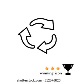rotation arrows in a circle line icon. 