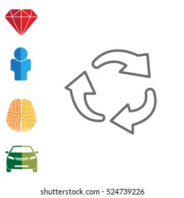 rotation arrows in a circle line icon. 