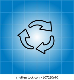 rotation arrows in a circle line icon. 