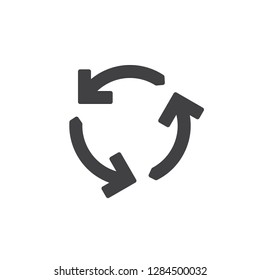 Rotation arrows circle vector icon. filled flat sign for mobile concept and web design. Recycle arrows simple solid icon. Symbol, logo illustration. Pixel perfect vector graphics
