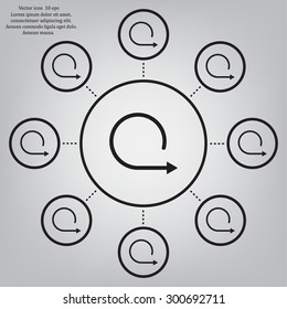 rotation arrows in a circle web icon. vector design