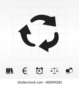 rotation arrows in a circle web icon. vector design