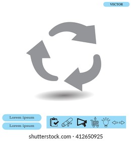 rotation arrows in a circle web icon. vector design