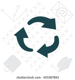 rotation arrows in a circle web icon. vector design
