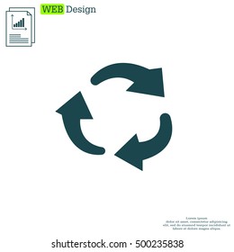 rotation arrows in a circle web icon. vector design