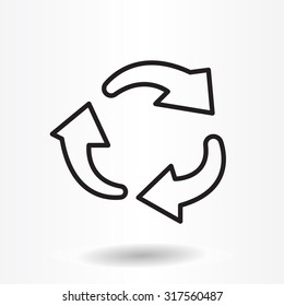 rotation arrows in a circle web line icon. vector design