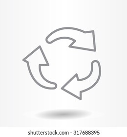 rotation arrows in a circle web line icon. vector design