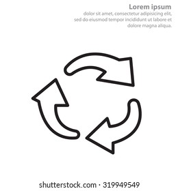 rotation arrows in a circle web line icon. vector design